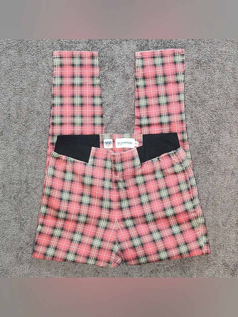 Red & Green Plaid Junk Food Skinny Pants